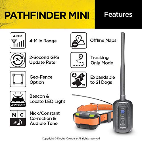 Dogtra Pathfinder Mini 4-Mile 21-Dog Expandable Waterproof Smartphone Gps Tracking & Training Mini E-Collar #TOP1