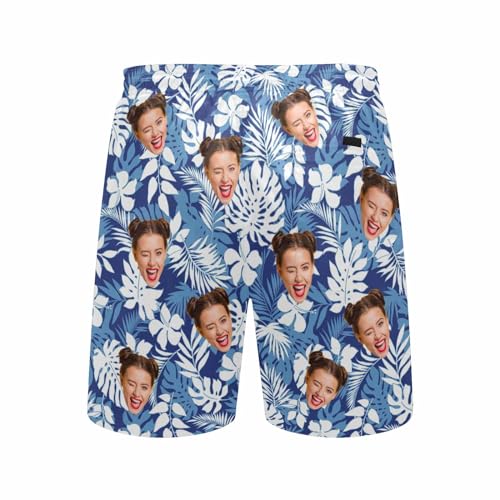 Personalized Face Mens Swim Trunks Tropical Print Customized Swimming Shorts Bathing Suit Custom Picture Gift for Men4