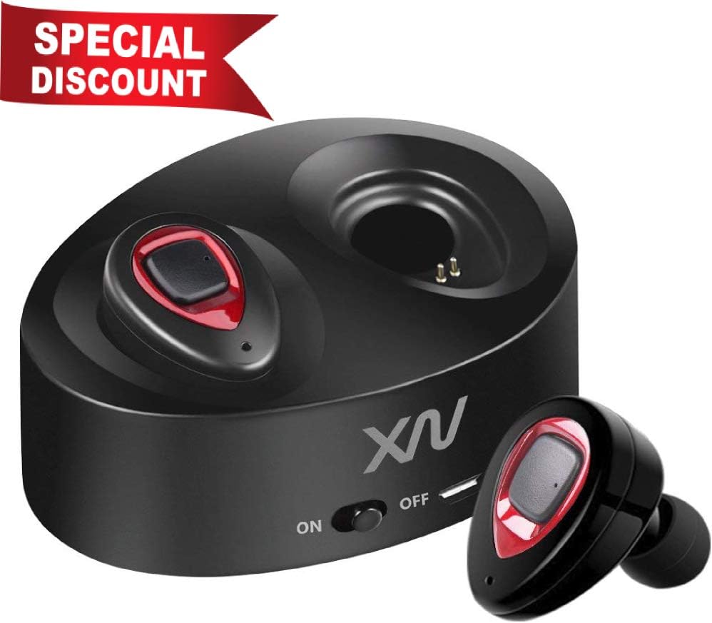 XIAOWU Wireless Bluetooth Headphones Dual Wireless Earphones Bluetooth Earbuds Mini Stereo Bluetooth Headset Built-in Mic Charging Case iPhone X XS XR 8 7 Plus Samsung iPad Android (Red)