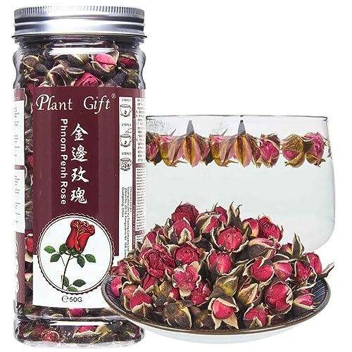 Plant Gift Rose Flower Tea 金边玫瑰 Thé de fleur rose (Phnom Penh Rose) Thé au début du thé Tea Naturel Bio Natural Thé de plantes, Soins de santé 50g / 1.76oz