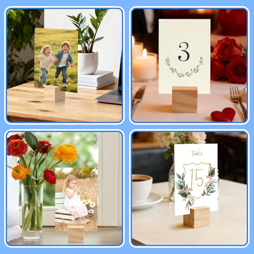 Image of 30Pcs 1.2x1.2 Inches Wood Table Number Stands, Wood Place Card Holders, Wooden Holders for Wedding, Ceremony, Birthday, Party, Home Decoration, Events (2mm Slots)