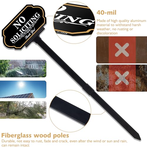 image for DXSIGN No Soliciting Sign for House with Stake - 50-mil Thick Aluminum