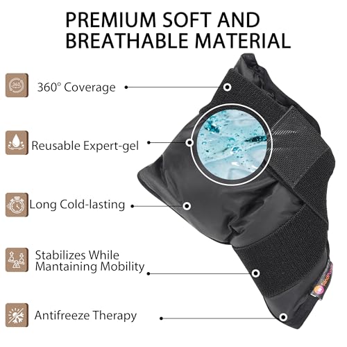 Image of SandPuppy AnkleCool - Reusable Ice Pack Wrap for Ankle and Heel Pain Relief, Reusable Cold Compress for Ankle Sprains, Swelling,Sports Injury, Achilles Tendonitis - Left or Right-Black