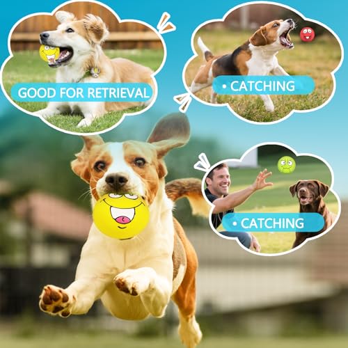 HDSX Quietschendes Hundespielzeug mit Smiley-Gesicht, weich, Latex, Gummi, Quietschspielzeug für kleine und mittelgroße Welpen, 4 Stück (Emoji)