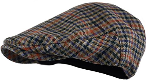 Image of Wonderful Fashion Men's Classic Herringbone Tweed Wool Blend Newsboy Ivy Hat (Large /X-Large, Charcoal)