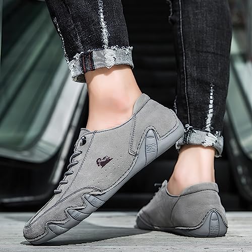 Image of baobeijiadao Men's Beck Shoes Waterproof Non Slip High Top Chukka Boots Handmade Suede Caual Outdoor Sneakers