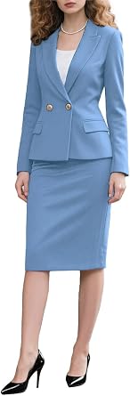 Womens 2 Piece Blazer and Skirt Suits Open Front Blazer Jackets and Pencil Skirt Work Office Outfit