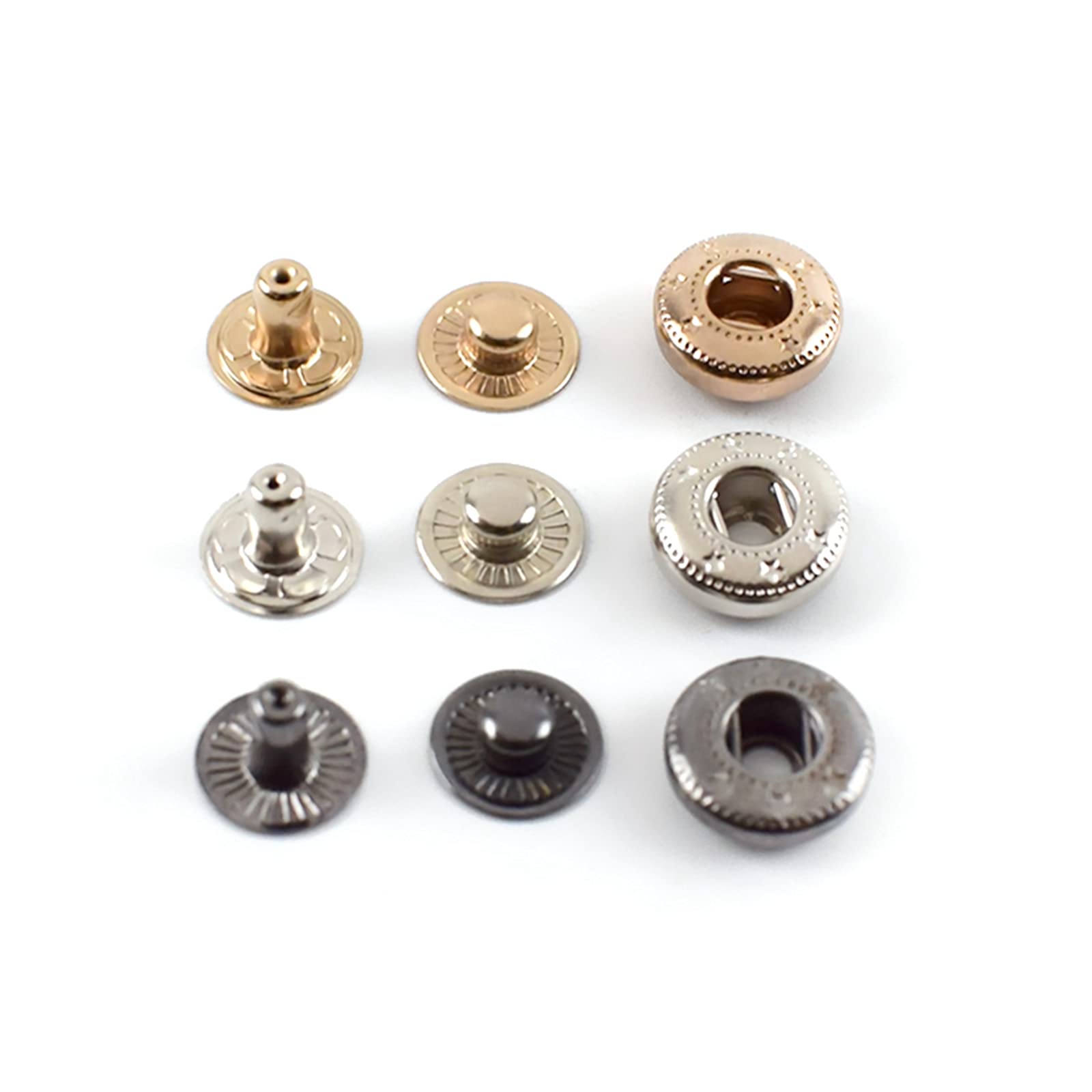 10 Bottoni Metallici A Fungo Placcati Oro – Ricambio Per Camicie, Maglioni, Cappotti – Varie Misure (10-25mm) – Gun Black - 2
