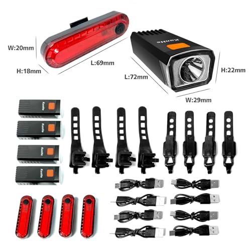KunHe Luces para Bicicleta Recargables USB-C Delantera y Trasera 8 Unidades Negro miniatura 6