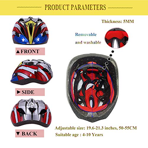 Kids Helmet Adjustable with Sports Protective Gear Set Knee Elbow Wrist Pads for Toddler Ages 4 to 10 Years Old Boys Girls Cycling Skating Scooter Helmet - (Blue)
