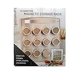 Kamenstein 12 Canister Magnetic Storage Rack Wall Mountable For Kitchen, Office, Crafts & Garage