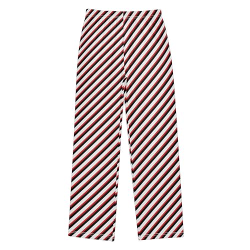 Pajama Pants Red Black Twill Stripes PJ Bottoms Sleepwear Lounge Sleep Pant with Pockets