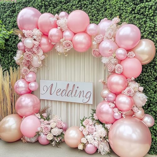 Image of PartyWoo Pearl Pink Balloons 50pcs Light Pastel Baby Pale Pink Color