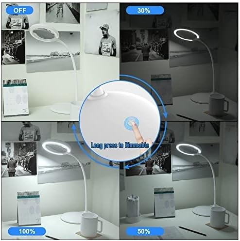 YYDS Magnifiers Desktop Magnifying Lamp with Light and Stand Rechargeable High Clarity Adjustable Sturdy Base Closed Work Reading Sewing Visual Impairment Aids