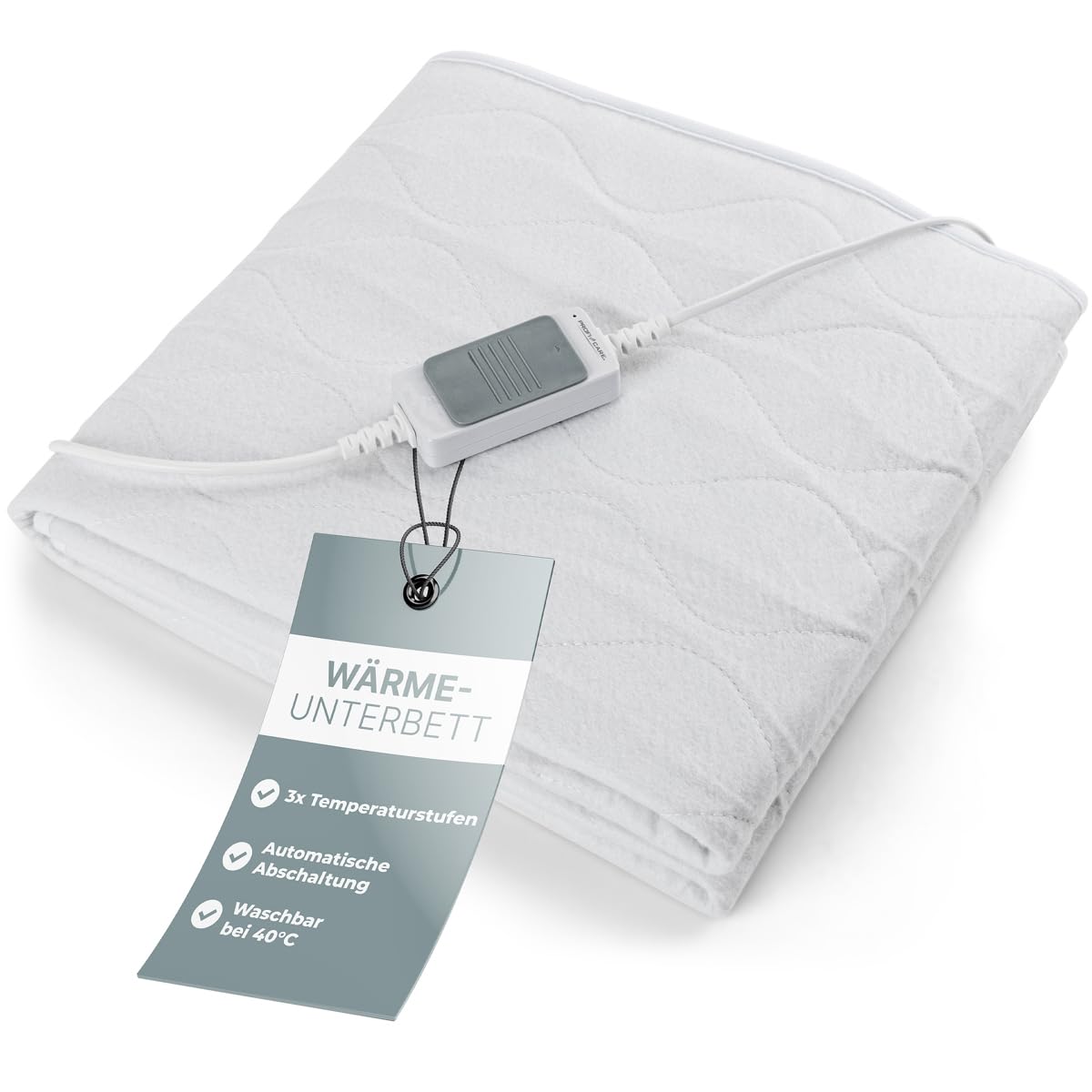 ProfiCare Manta térmica eléctrica calefactable, 70 x 150 cm, con Apagado automático, 3 Niveles Ajustables y protección contra sobrecalentamiento, Manta eléctrica con Calentamiento rápido