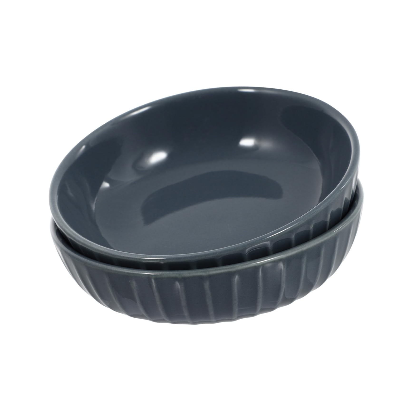 GRIRIW Ceramic Sauce Dipping Bowls Condiment Containers Skid-resistant Stripe Patterns