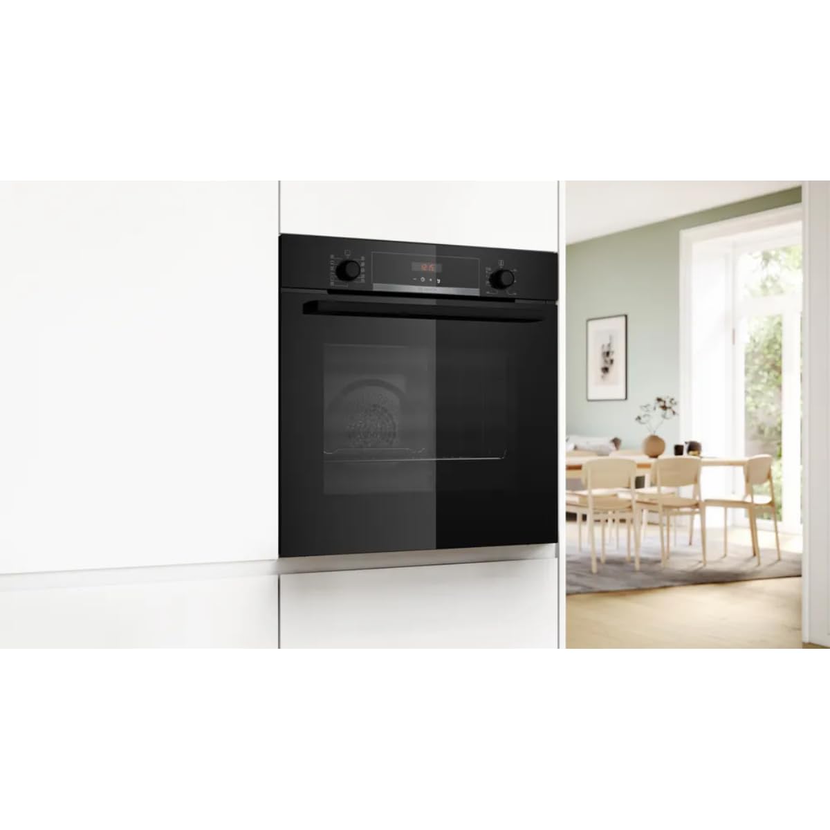 Bosch HBA574BB3 Serie 4 Forno da incasso 60 x 60 cm, pulizia auto pirolisi, controllo display LED, programmi automatici, pulizia idrolitica, aria calda 3D per cottura uniforme, nero