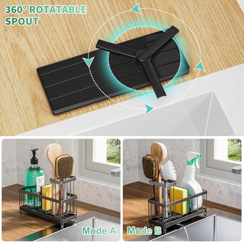 YYAOEMI Kitchen Sink Caddy,Kitchen Sink Organiser,Kitchen Sponge Holder,Washing up Caddy Sinkware Organiser,Sponge Holder for Kitchen Accessories Storage Rack with Brush Holder - Image 5