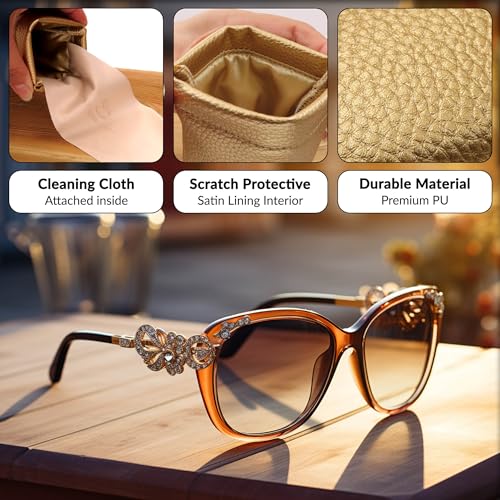 Image of Soft Sunglasses case | Large Glasses Case Holder - Eyeglass Pouch Squeeze Top | Glasses pouch Lightweight Extra Layers