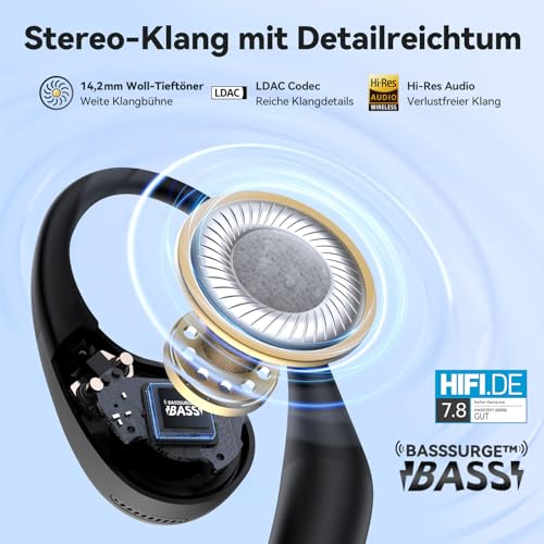 EarFun OpenJump Bluetooth Open Ear Kopfhörer, mit Ohrbügel, Leicht, Leicht – Ansicht 3