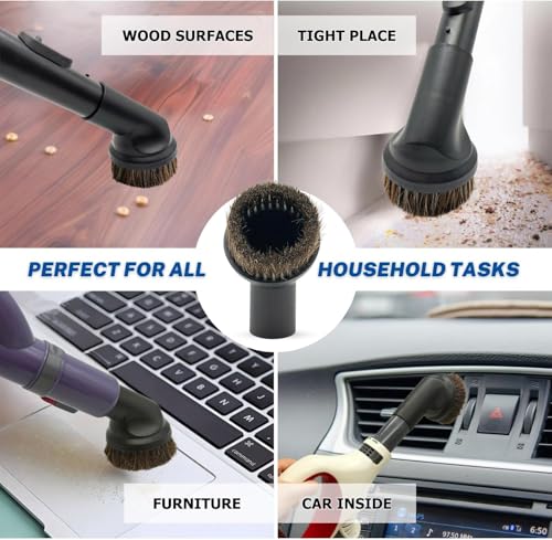 Image of Round Horse Hair Vacuum Brush Attachment for Shark Vacuums, Compatible with Miele C1 Shark NV350 NV360 NV500 NV501 HV300 HV301 HV322 HV371 HV372 (1-3 /8'' Vacuum Dusting Brush)