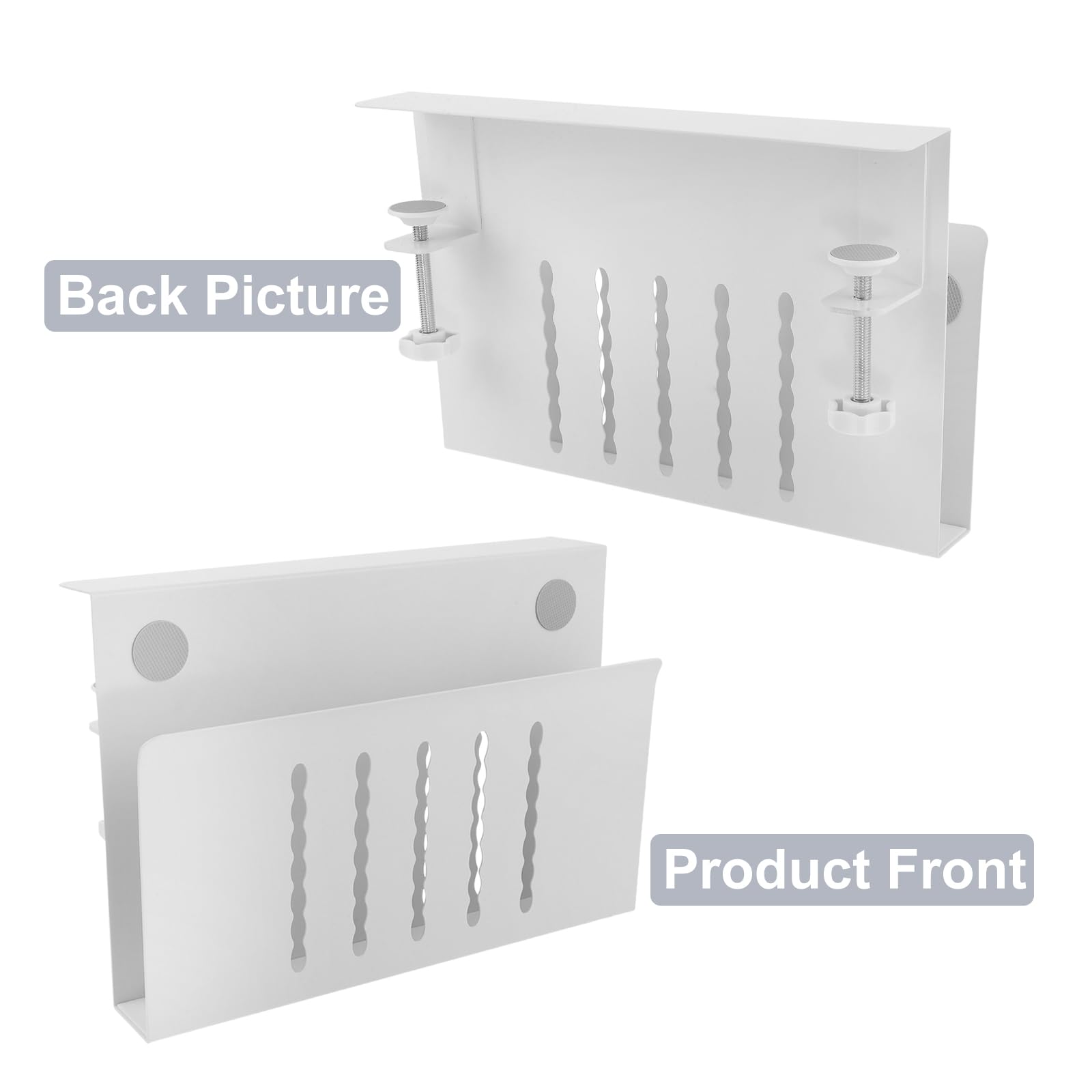 VANZACK Supporto Portatile per Laptop Bianco in Ferro per Scrivania | Installazione senza Foratura, Struttura Ventilata per Raffreddamento, Uso in Ufficio e Casa