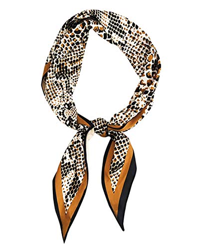 GERINLY Chic Snake Skin Neckerchief Women Summer Rhombus Hair Wrap Bag Handle Accessory Wild Animal Print Cowgirl Headband(Snake Skin)