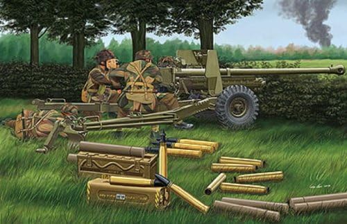 Bronco OQF 6 Pdr Anti-Tank Mk. IV on Carriage Mk. III (airborne) w/ Crew 1/35 scale