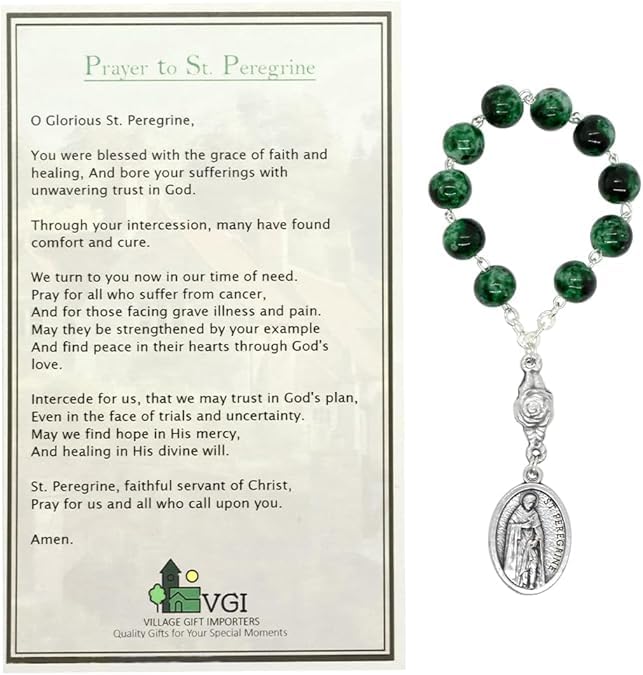 St. Peregrine Chaplet | Beautiful Black Beads | A Great Gift For Catholics | Comes with Info Papers | Christian Jewelry