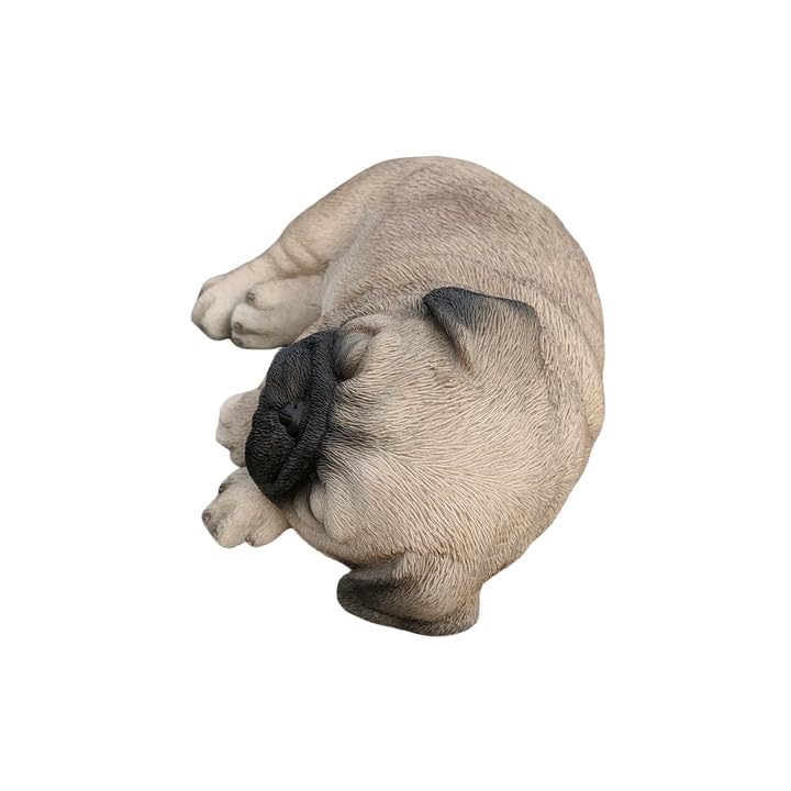 Figura de Pug Durmiendo en Resina Marrón para Jardín miniatura 3