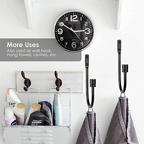 Tiardey 2 Pcs Curtain Hold backs, Metal U Shaped Hook Wall Mounted Tieback Hook Drapery Accessories Decorative Curtain Drapery Holdback(Black) - Image 5