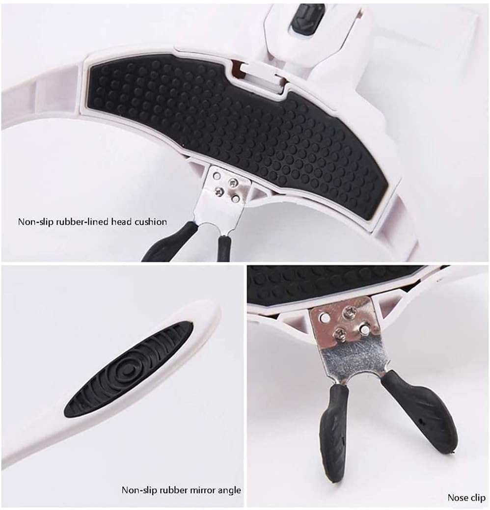 Magnifying Glasses Headband Magnifier, Head MountLighted Magnifying Glasses, Headband 2 LED Head Lamps Magnifier 5 Interchangeable Lenses Magnifying Glasses Headband Glasses Magnifier for Reading, Wat