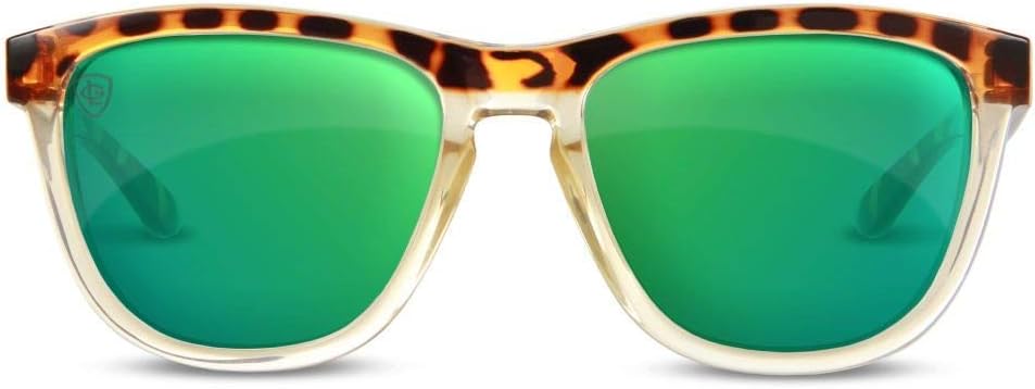 Epoch Eyewear LXE Skateboarding Sport Sunglasses w/American Flag Case and Microfiber Pouch Tortoise Gold Frame with Green Mirror Polarized Lens