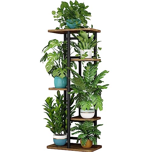 Image of LINZINAR Plant Stand Indoor 5 Tier Metal Corner Tall Flower Shelf