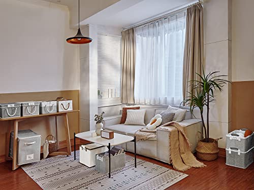 Loforhoney Home Collapsible Storage Bins With Metal Frames, Fabric Storage Baskets For Clothing, Shelf Baskets For Organizing, Closet Storage Bins For Organization, Large, Beige & Brown, 2-Pack #TOP6