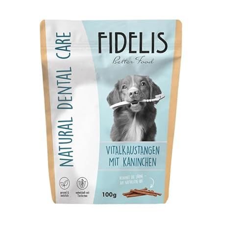 Fidelis - Vitalkaustange Kaninchen - Zahnpflege Snacks für Hunde 150gr - Luftgetrocknete Hunde Leckerlis aus 100% natürlichen Rohstoffen - Hunde Leckerli als Snack zur Zahnhygiene