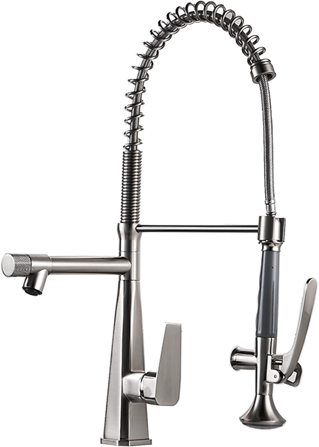 シャワーヘッド キッチン蛇口 360&deg;回転 現代的なスプリングキッチンシンク蛇口 引き出し式スプレーヤ付き 真鍮シングルハンドル引き