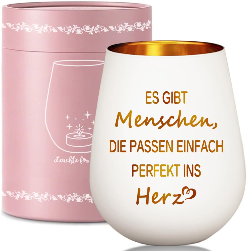 Windlicht Glas Teelichthalter mit Gravur Spruch für Frauen