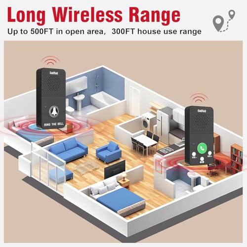 image for CallToU Caregiver Pager Alert Button Intercoms Wireless for Home for S