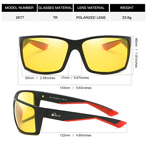 Bevi Sports Sunglasses Polarized Lens/TR 90 Frame with Spring Hinges Glasses For Men Women Cycling Running Baseball 2677C5 - Thumbnail 2