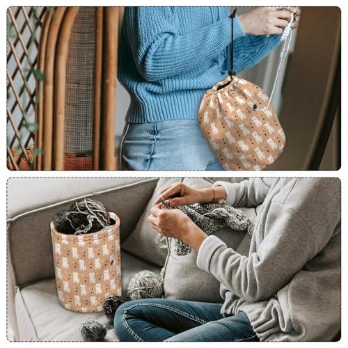 Image of Sellikakes Cute Cat Heart Yarn Bag Crochet Organizer Knitting Bags, Mini Yarn Holder for Crocheting Project Store Skein Ball, Needles Accessories