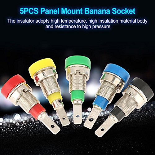 TOPINCN 5Pcs Panel Mount Banana Socket Mixed Color Banana Socket 2.0Mm Jack for Panel Mounting Test Probes Connectors Stackable Wire Solder Multimeter - Image 3