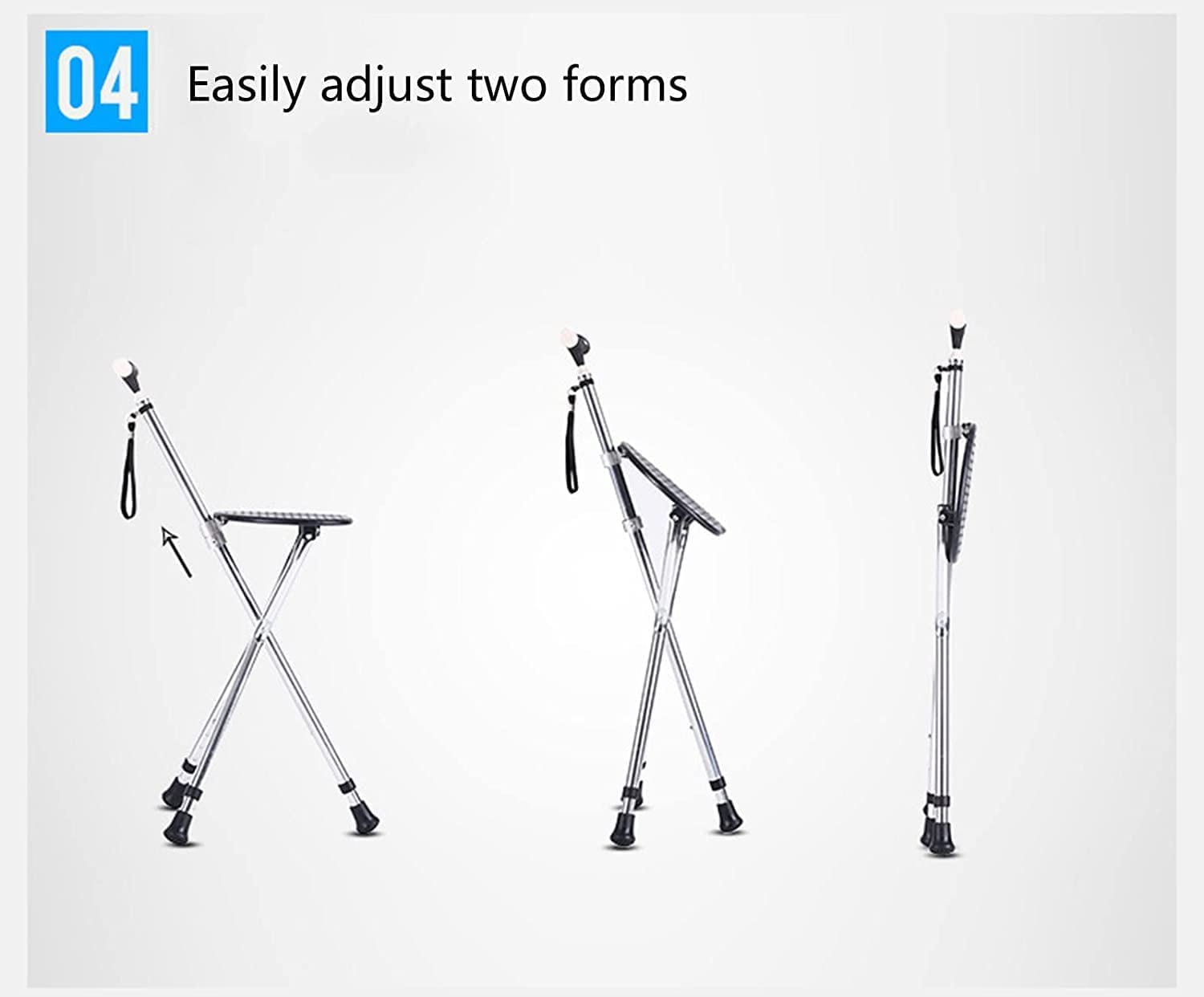 Muletas para Personas Mayores con luz LED Bastones Plegables de Aluminio portátiles Bastones Ajustables en Altura para Trabajo Pesado/B