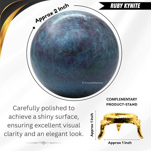 Image of Certified Ruby Kyanite Crystal Ball for Meditation - Premium Crystal Vastu Items for Home and Feng Shui Items for Good Luck - Ideal for Pooja Supplies and Spiritual Practices (2 inch Inch)