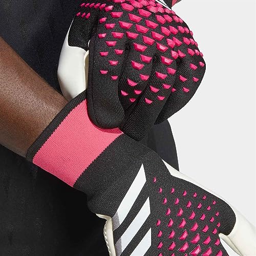 adidas Unisex Goalkeeper Gloves (W/O Fingersave) Predator Pro Goalkeeper Gloves, Black/White/Team Shock Pink, HN3345, 9-
