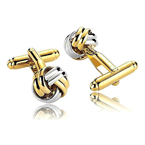 Aooaz Mens Cufflinks Stainless Steel Silk Knot Cufflinks Two Tone Gold Silver Shirt Cufflinks Gift Box