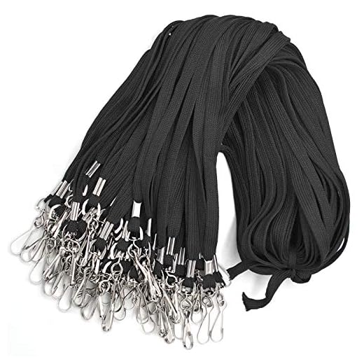 Bird Fiy Black Lanyard 100 Pack Bulk Badge Lanyards for ID Badges Neck Cruise Name Tag ID Holder