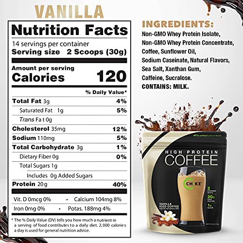Chike Vanilla High Protein Iced Coffee, 20 G Protein, 2 Shots Espresso, 1 G Sugar, Keto Friendly And Gluten Free, 14 Servings (16 Ounce) #TOP1