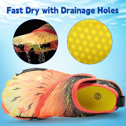 Image of Kids Water Shoes Boys Girls - Wide Toe Box Quick Dry Barefoot Shoes Breathable Non Slip Aqua Athletic Sneakers for Swim Beach Pool Kayak Hiking Sand Walking Travel Essentials (Little Kid /Big Kid)