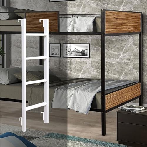 Adjustable RV Bunk Bed Ladder 45"/51"/55"/59" - White Metal Twin Bed Replacement with Hooks, Space-Saving Hanging Climb Ladder for Dorms and RVs (Size: 116cm/45)